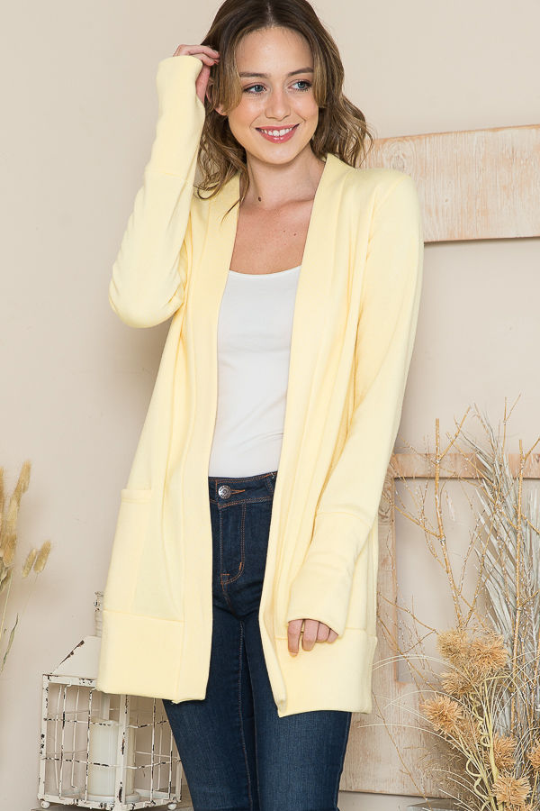 Thumbnail: BRUSH OPEN MIDI CARDIGAN WITH THUMB HOLE