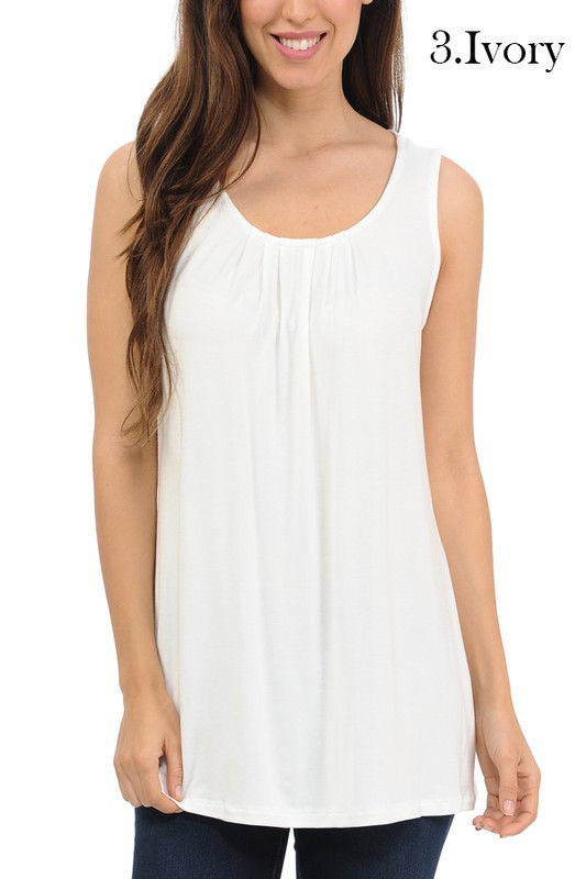 Thumbnail: LONG SLEEVELESS TANK TOP WITH CHEST PLEAT