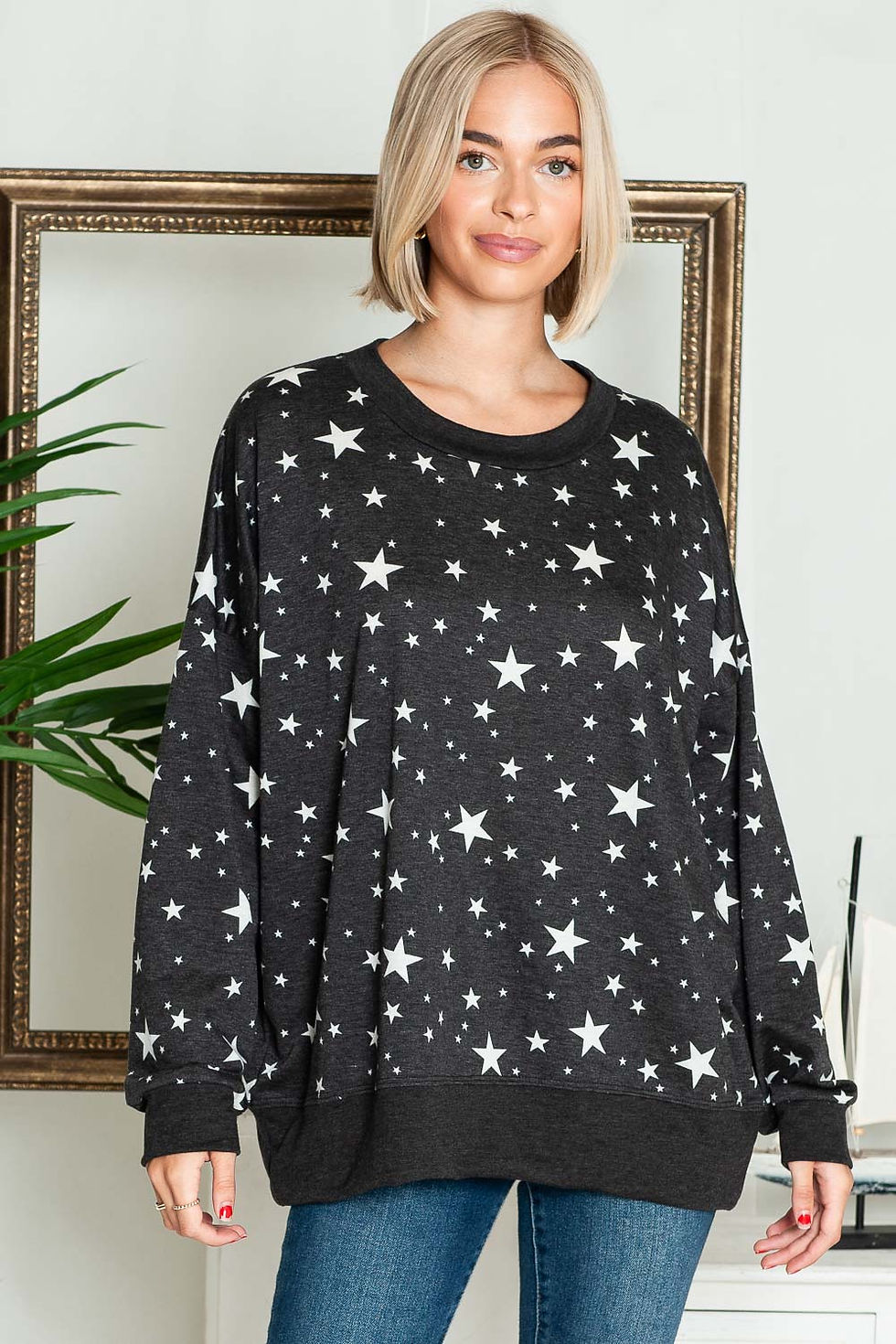 Thumbnail: LIGHTWEIGHT DITSY STAR PRINT SWEATSHIRT