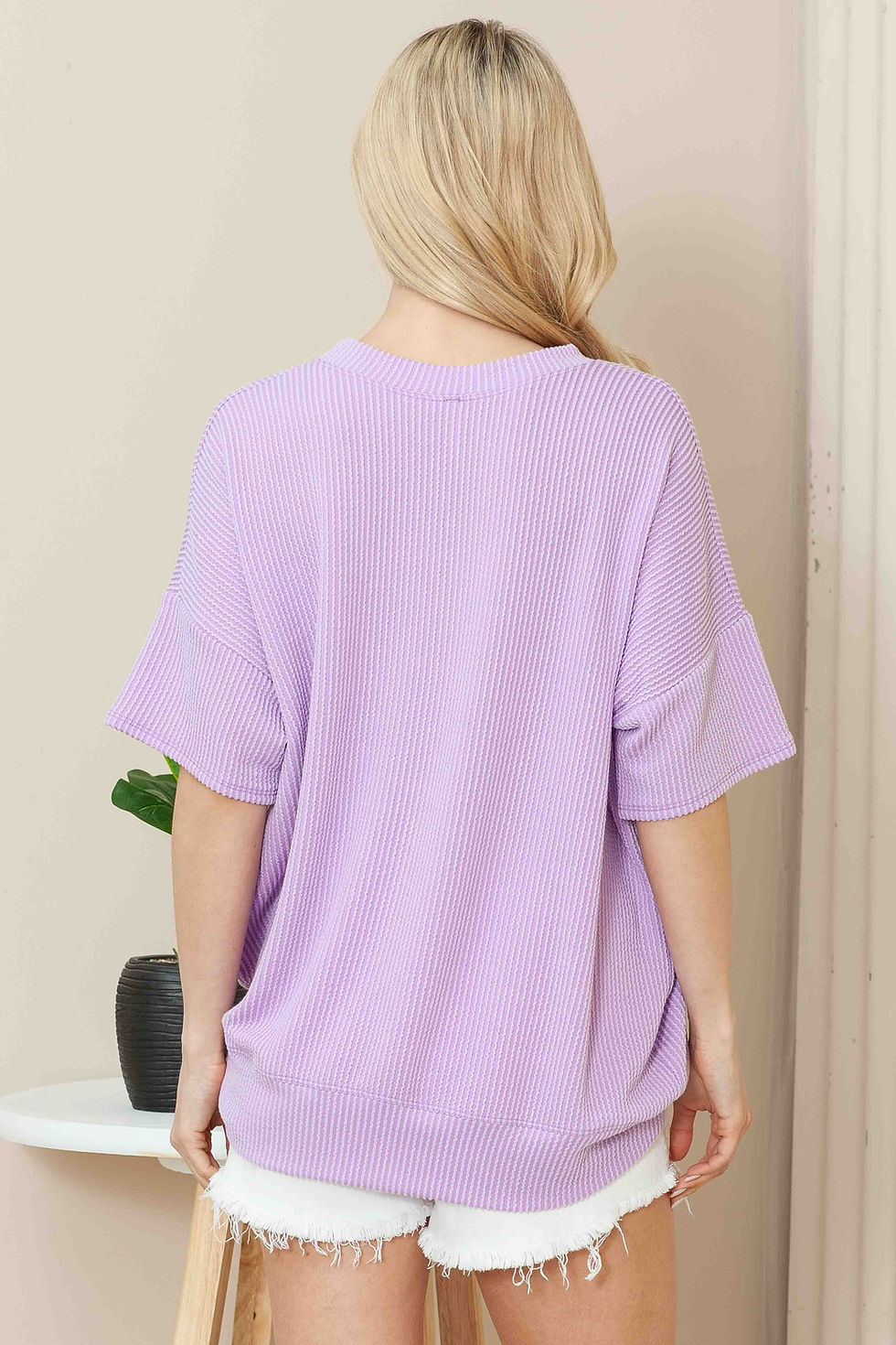 Thumbnail: WAVE RIB OVERSIZED SHORT SLEEVE SWEATSHIRT