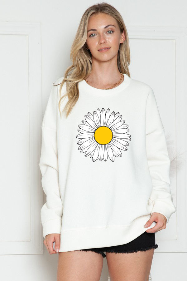Thumbnail: SWEATSHIRT WITH DAISY FLOWER PRINT