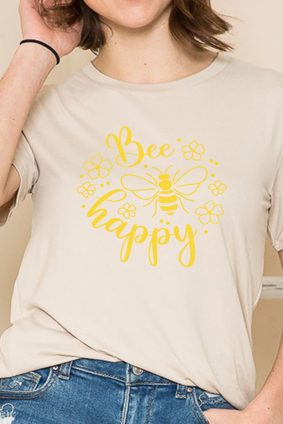 Thumbnail: SUPER SOFT TOP WITH BEE HAPPY PRINT