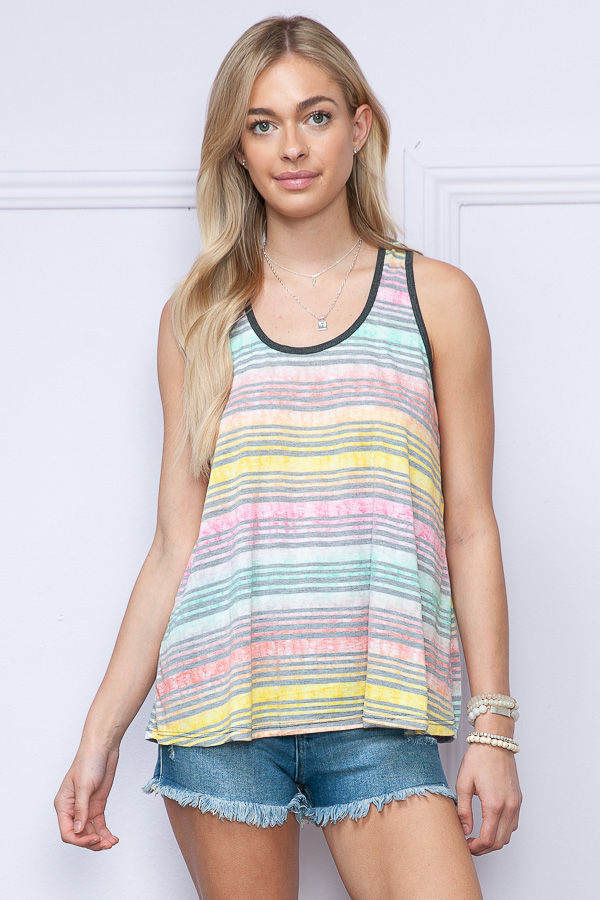 Thumbnail: RACERBACK COLORED STRIPES TANK TOP