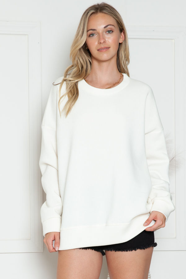 Thumbnail: SOLID FLEECE OVERSIZED SWEATSHIRT