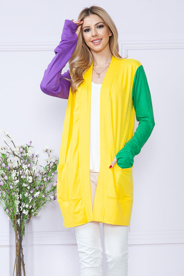 Thumbnail: MARDI GRAS MIDI CARDIGAN WITH THUMB HOLE
