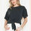 Thumbnail: WAVE RIB SHORT SLEEVE CROP TOP WITH FRONT TIE
