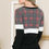 Thumbnail: PLAID AND SOLID COLOR BLOCK TUNIC TOP