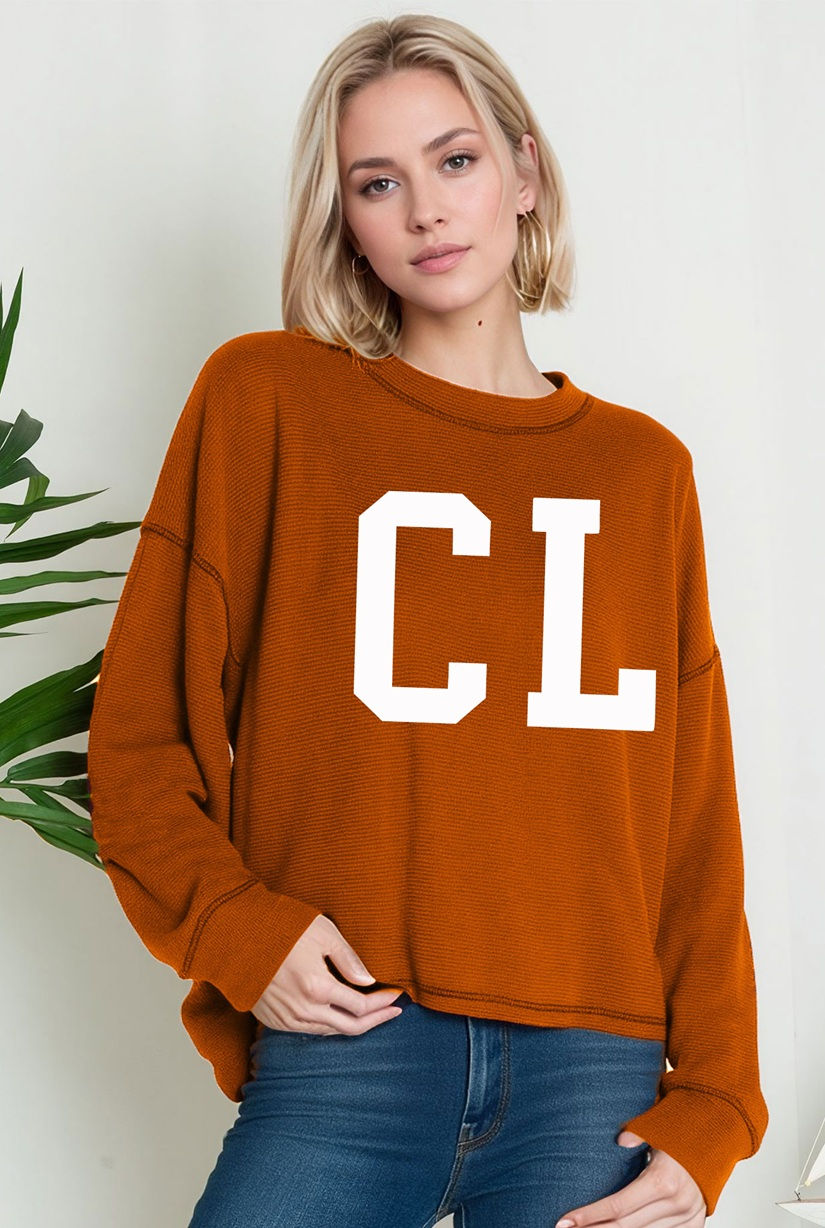 Thumbnail: Oversized Crew Neck Sweater Top with custom prints