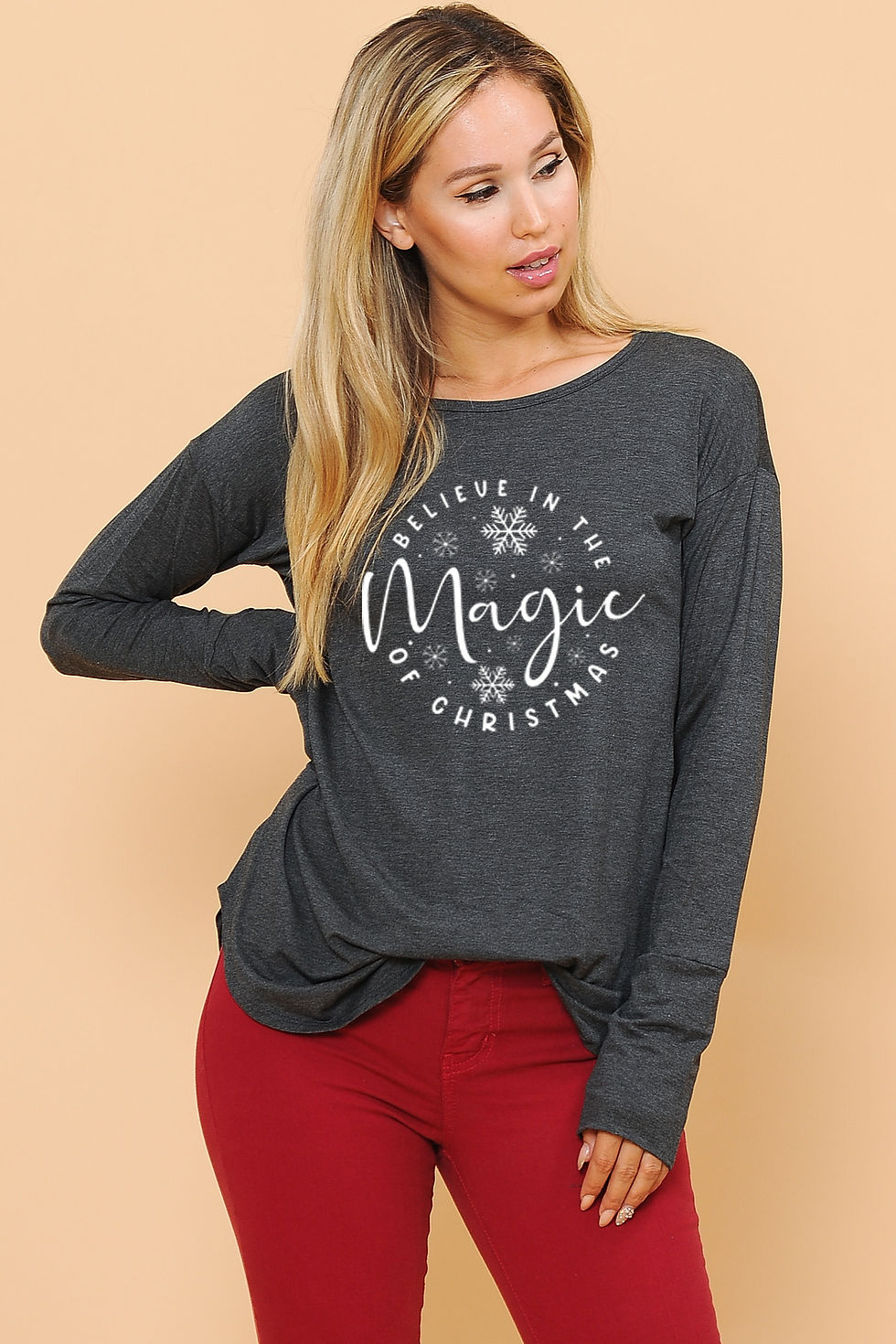 Thumbnail: TUNIC TOP WITH BELIEVE IN THE MAGIC PRINT