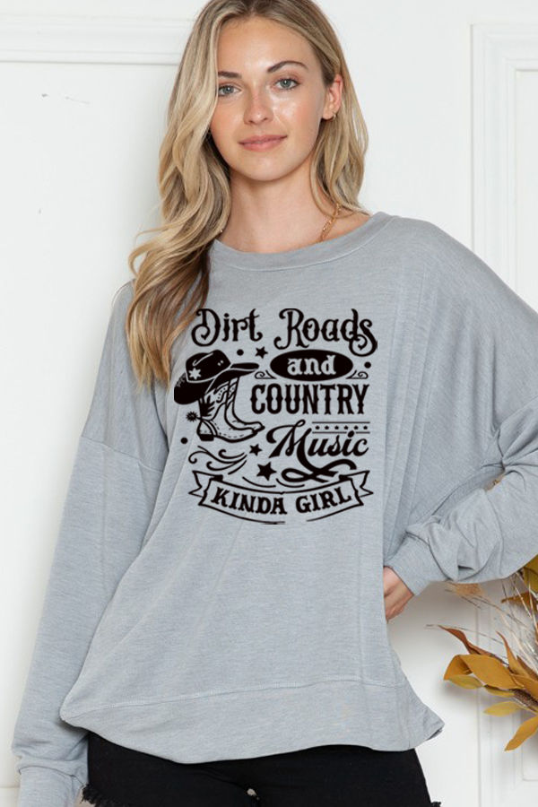 Thumbnail: SOFT OVERSIZED SWEATSHIRT WITH DIRT ROADS PRINT