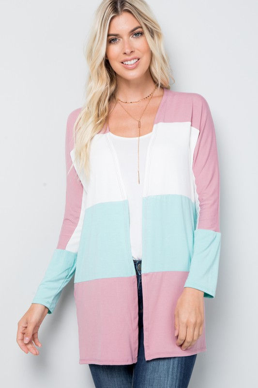 Thumbnail: COLOR BLOCK OPEN CARDIGAN