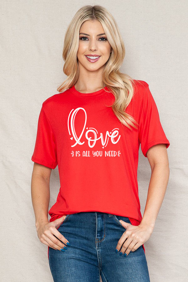 Thumbnail: SUPER SOFT BASIC TOP LOVE IS ALL YOU NEED PRINT