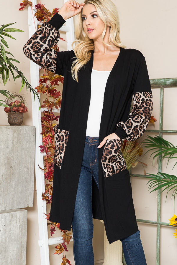 Thumbnail: ANIMAL MIDI OPEN CARDIGAN WITH ANIMAL CONTRAST DETAIL