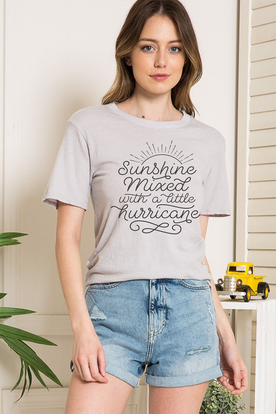 Thumbnail: WASHED GARMENT TOP WITH SUNSHINE PRINT
