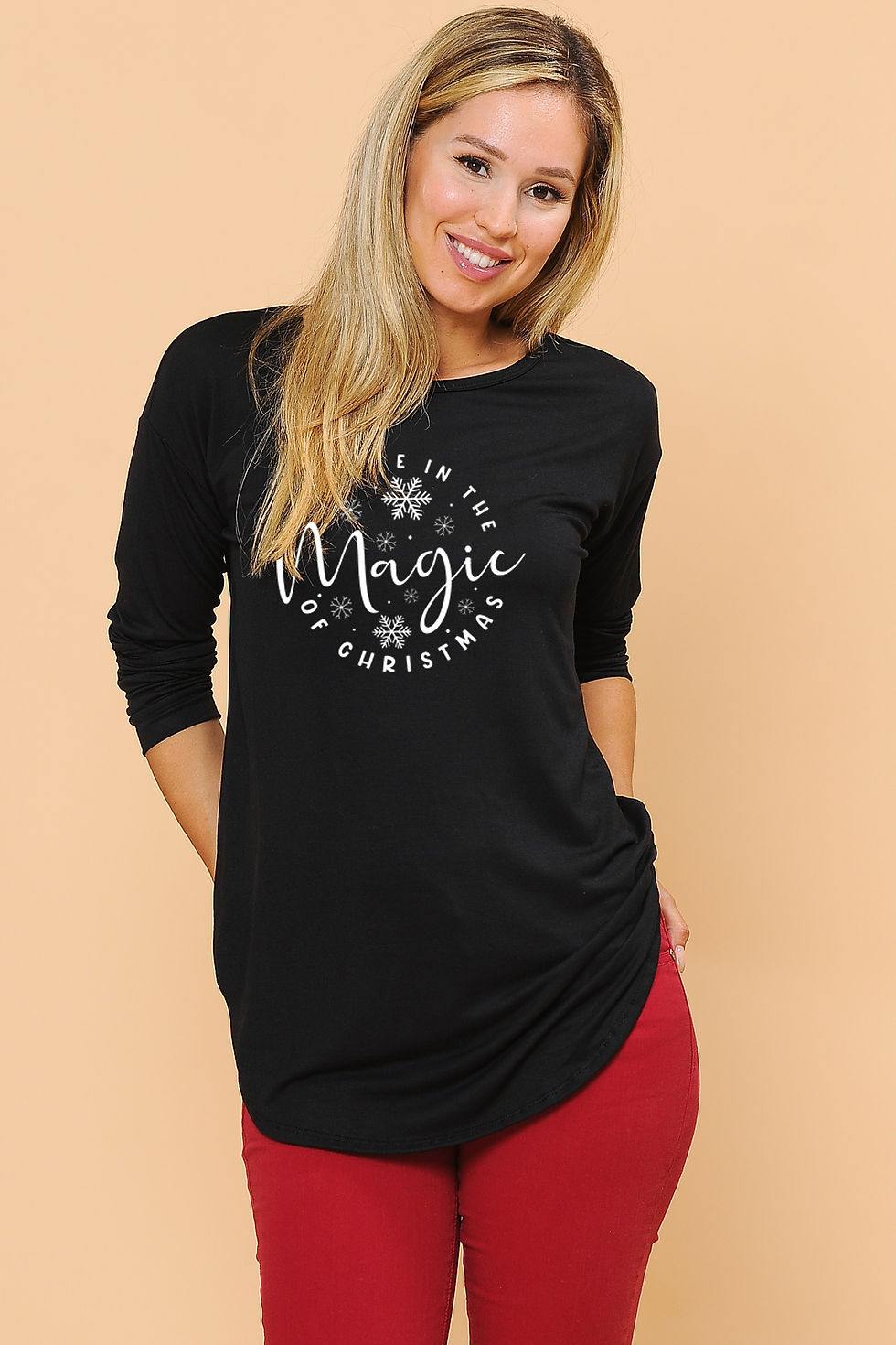 Thumbnail: TUNIC TOP WITH BELIEVE IN THE MAGIC PRINT