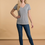 Thumbnail: SOLID V-NECK TOP WITH FRONT CHEST POCKET