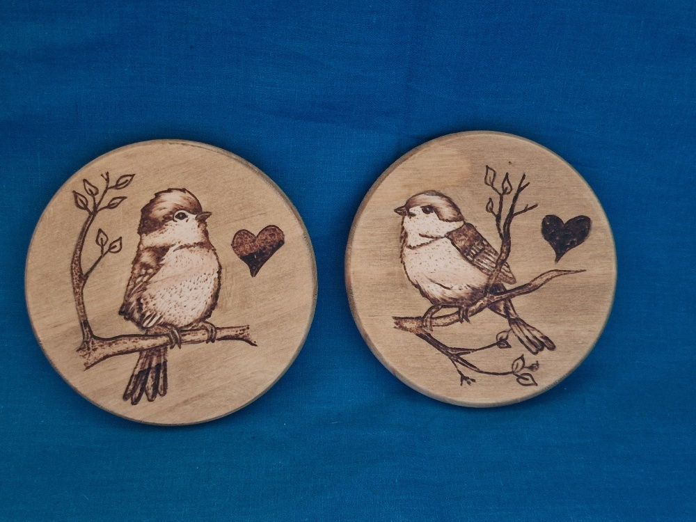 Pair of love bird coasters