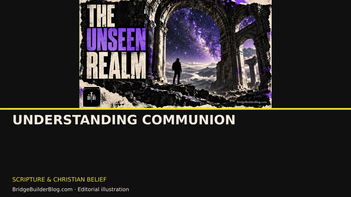 Bold Bridge Builder editorial illustration for Understanding Communion. Conceptual imagery, not a documentary scene.
