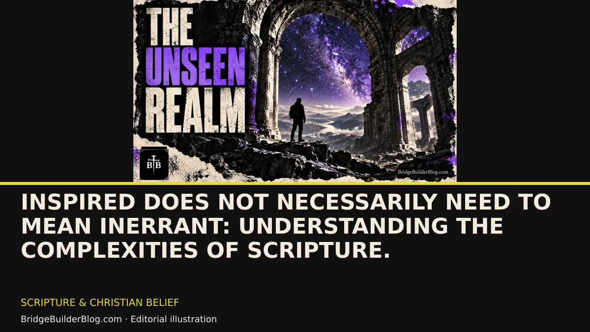 Bold Bridge Builder editorial illustration for Inspired does not necessarily need to mean inerrant: Understanding the Complexities of Scripture.. Conceptual imagery, not a documentary scene.