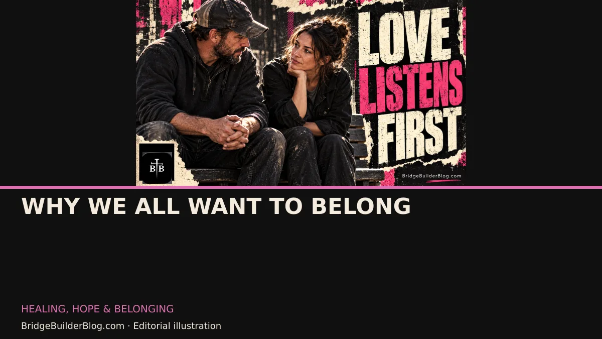 Bold Bridge Builder editorial illustration for Why We All Want to Belong. Conceptual imagery, not a documentary scene.