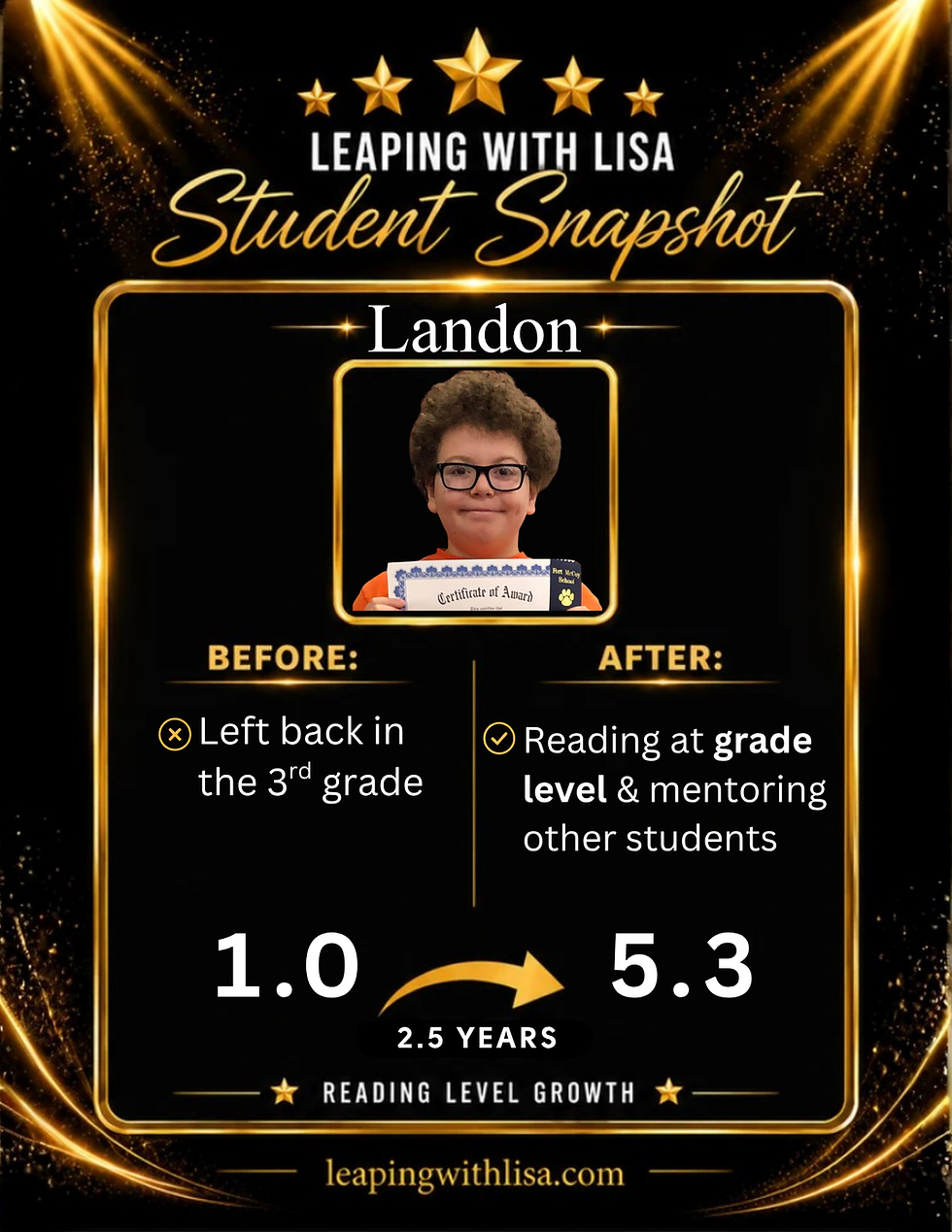 Landon literacy success story from Leaping with Lisa