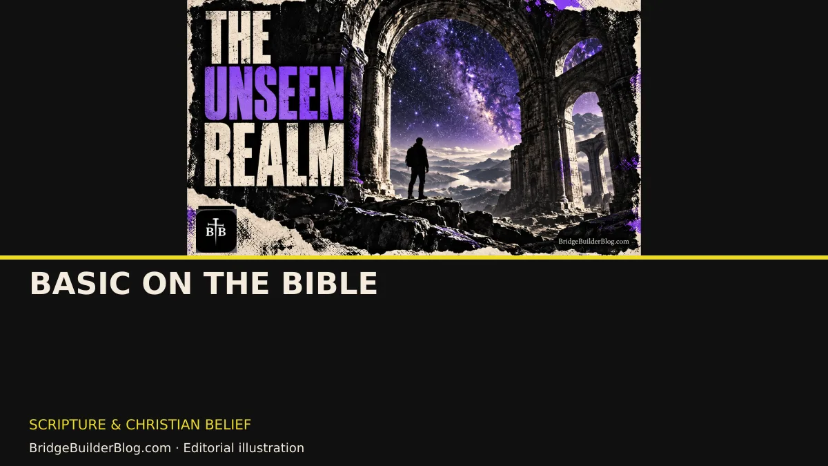 Bold Bridge Builder editorial illustration for Basic on the Bible. Conceptual imagery, not a documentary scene.
