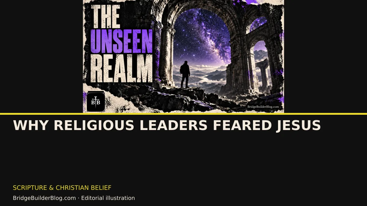 Bold Bridge Builder editorial illustration for Why Religious Leaders Feared Jesus. Conceptual imagery, not a documentary scene.