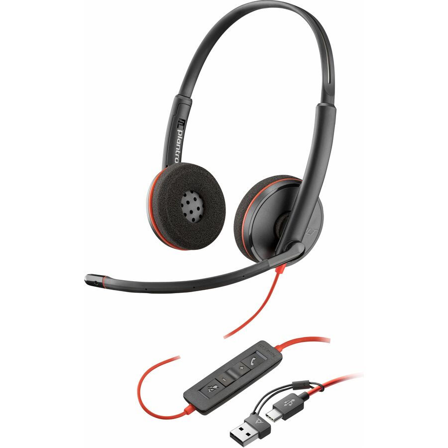 Poly Blackwire 3220 Stereo USB-C Headset + USB-C/A Adapter (Bulk)