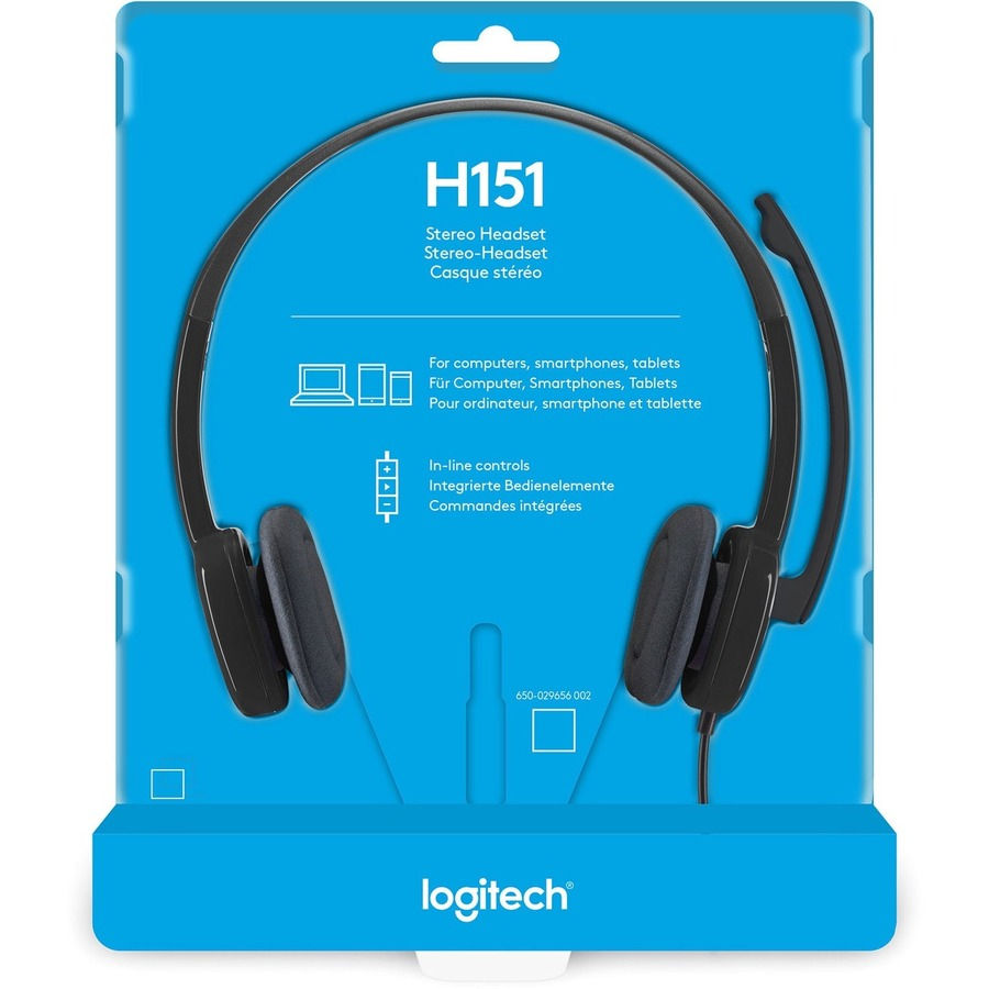 Logitech H151 Stereo Headset with Rotating Boom Mic (Black)