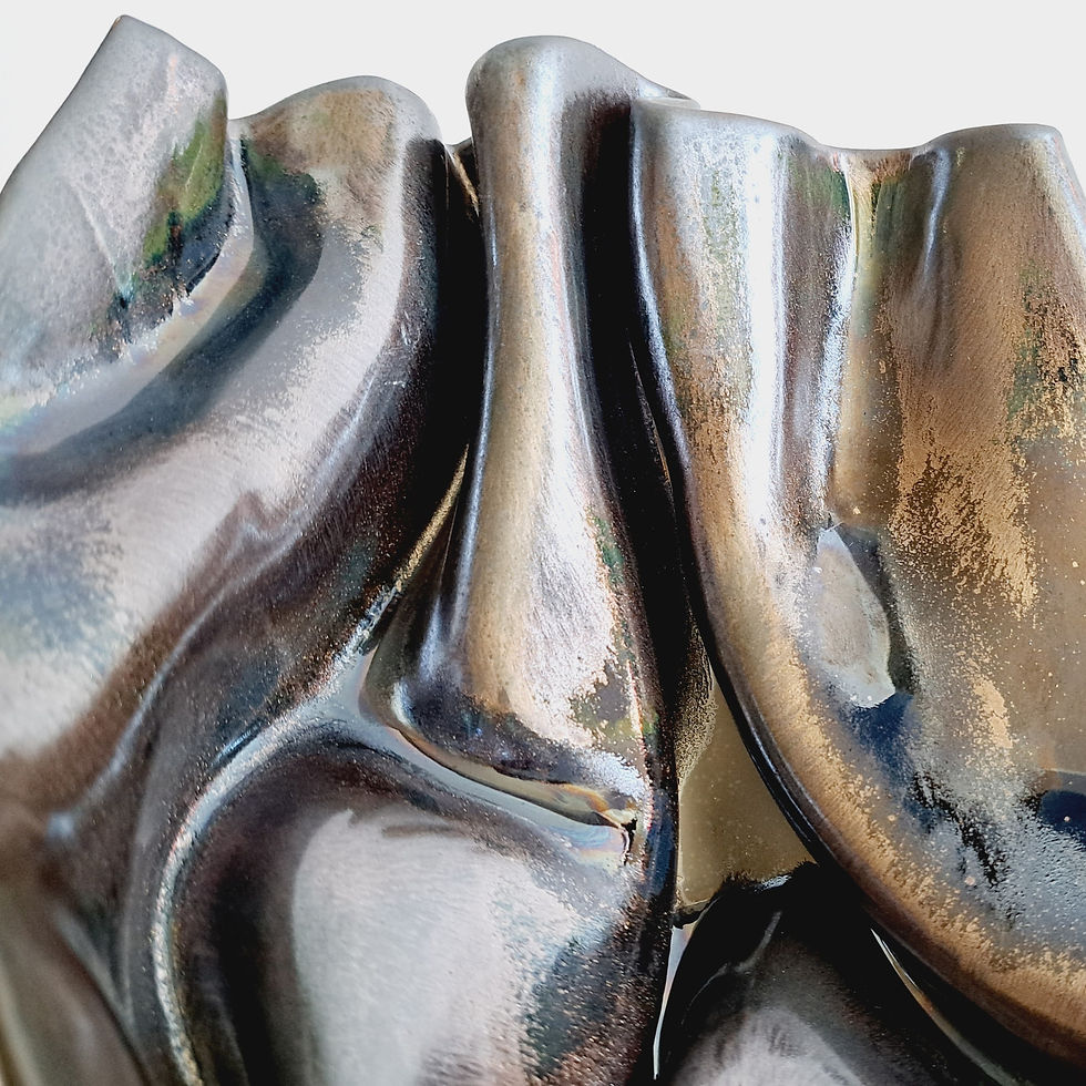 Thumbnail: Black Adventurine ripple bowl (29x21x10cm)