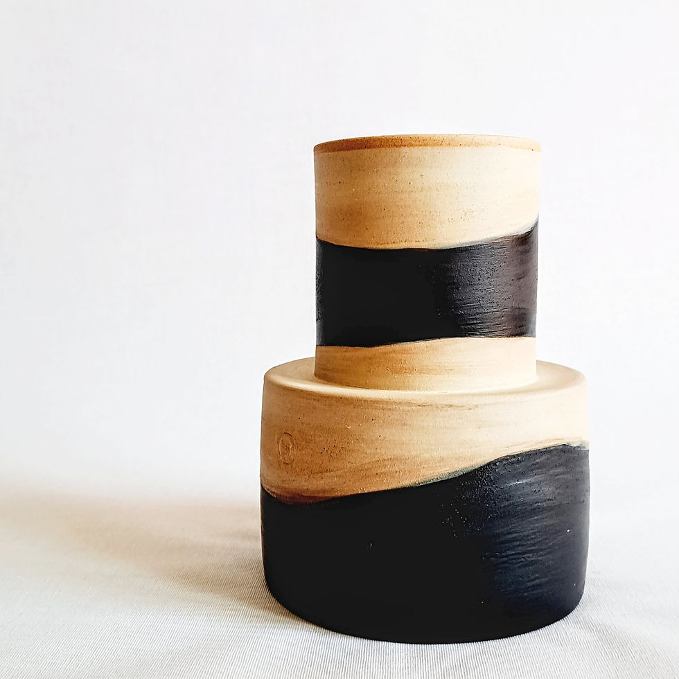 Thumbnail: Black Matte Mudcrack 2-in-1 vase (16cm)