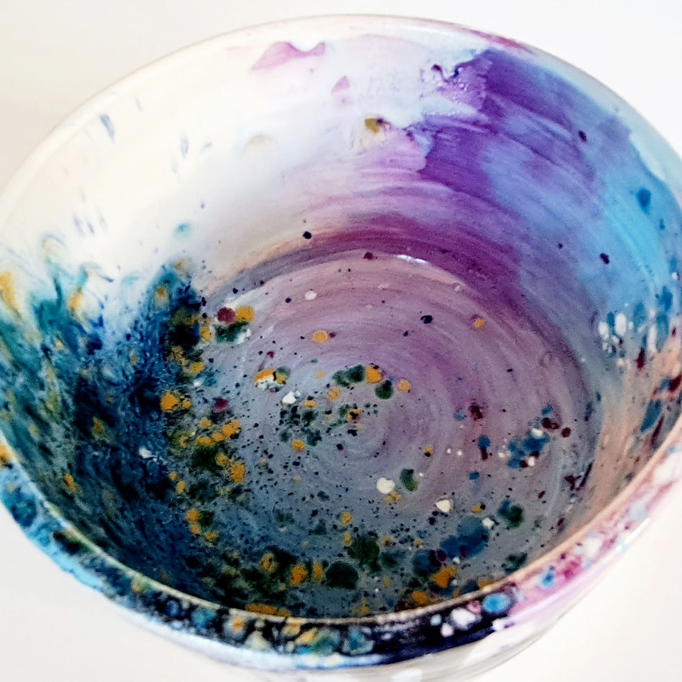 Thumbnail: Multi-glazed Dream abstract pot (13x7.5cm)