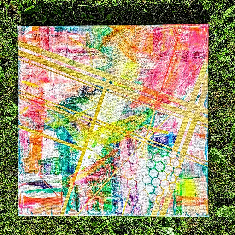 Thumbnail: Neon Dreams in Gold (40x40cm)