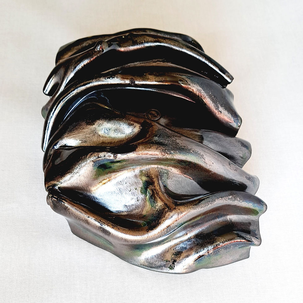 Thumbnail: Black Adventurine ripple bowl (29x21x10cm)