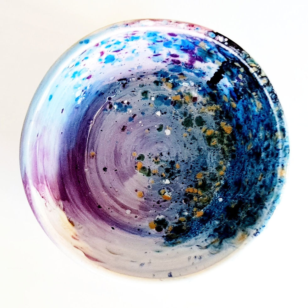 Thumbnail: Multi-glazed Dream abstract pot (13x7.5cm)