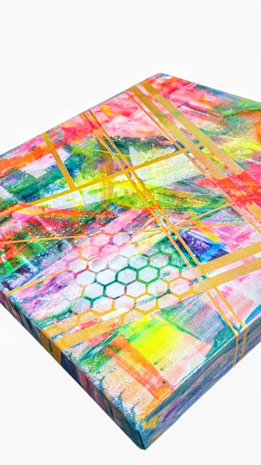 Thumbnail: Neon Dreams in Gold (40x40cm)