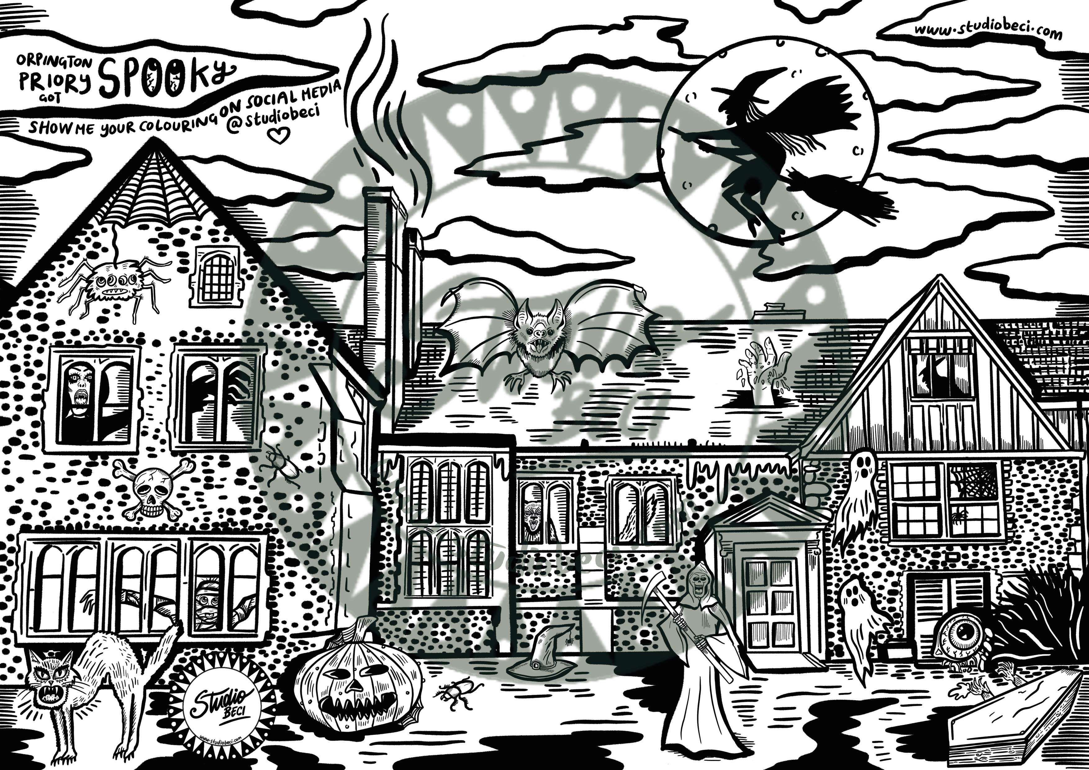 SPOOKY COLOURING PAGES