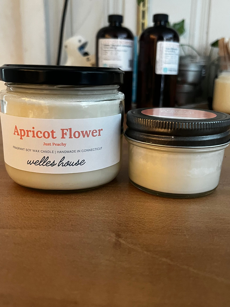 Thumbnail: Apricot Flower Candle: Large $20 / small $12