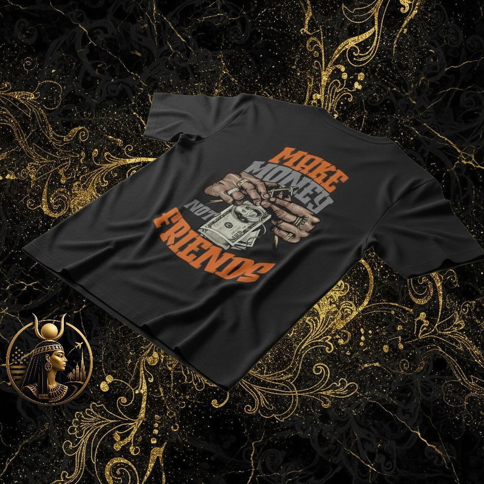 Miniatura: Camiseta negra Make Money Not Friends con diseño de manos y dólares