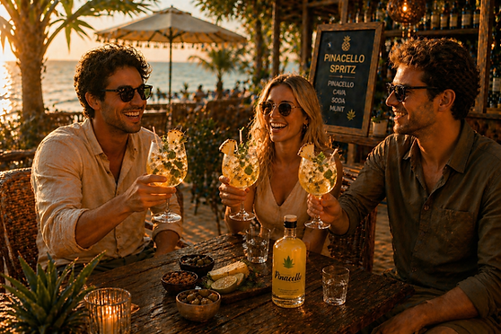 rienden genieten van cocktails tijdens zomerse cocktailcatering