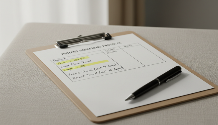 Close-up view of a handwritten checklist with highlighted hiring criteria on a clipboard