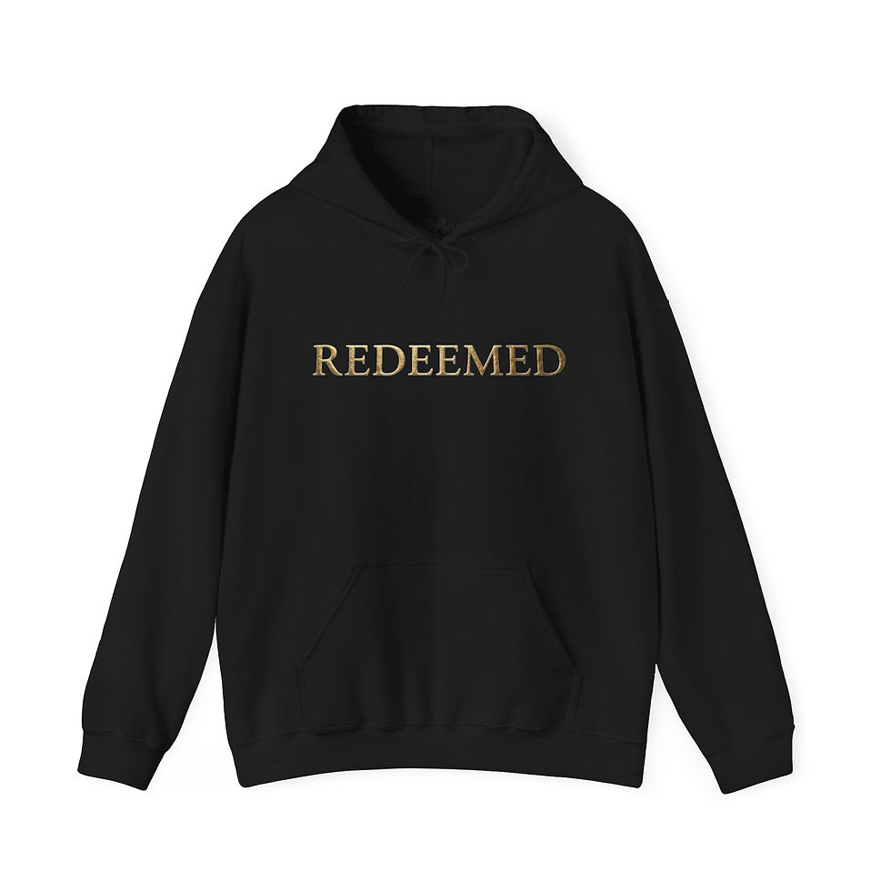 Thumbnail: Redeemed Hoodie — Minimal Gold Script Christian Faith Sweatshirt