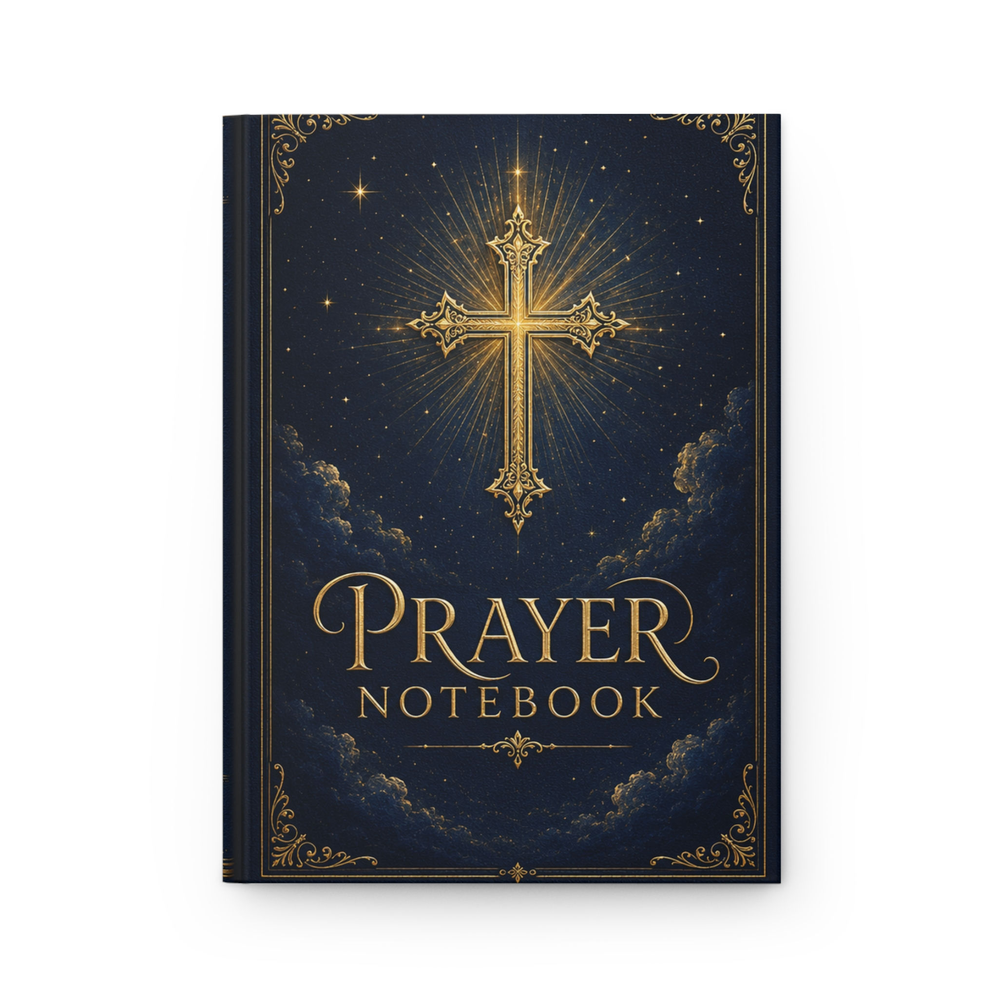 Prayer Notebook Hardcover Journal — Gold Cross Christian Prayer Journal