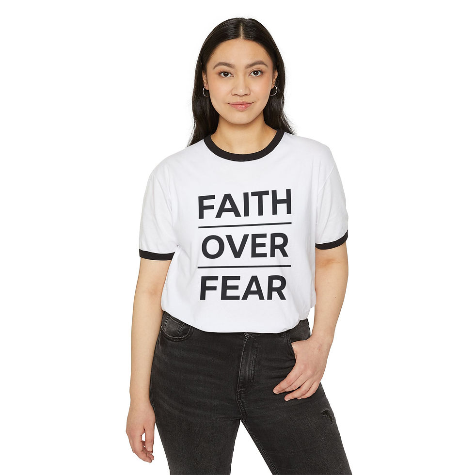 Thumbnail: Faith Over Fear Ringer T‑Shirt — Christian Inspirational Tee