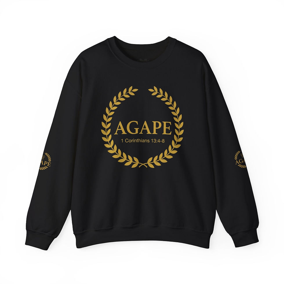 Thumbnail: Agape Crewneck Sweatshirt — Gold Laurel Christian Scripture 1 Corinthians 13:4-8