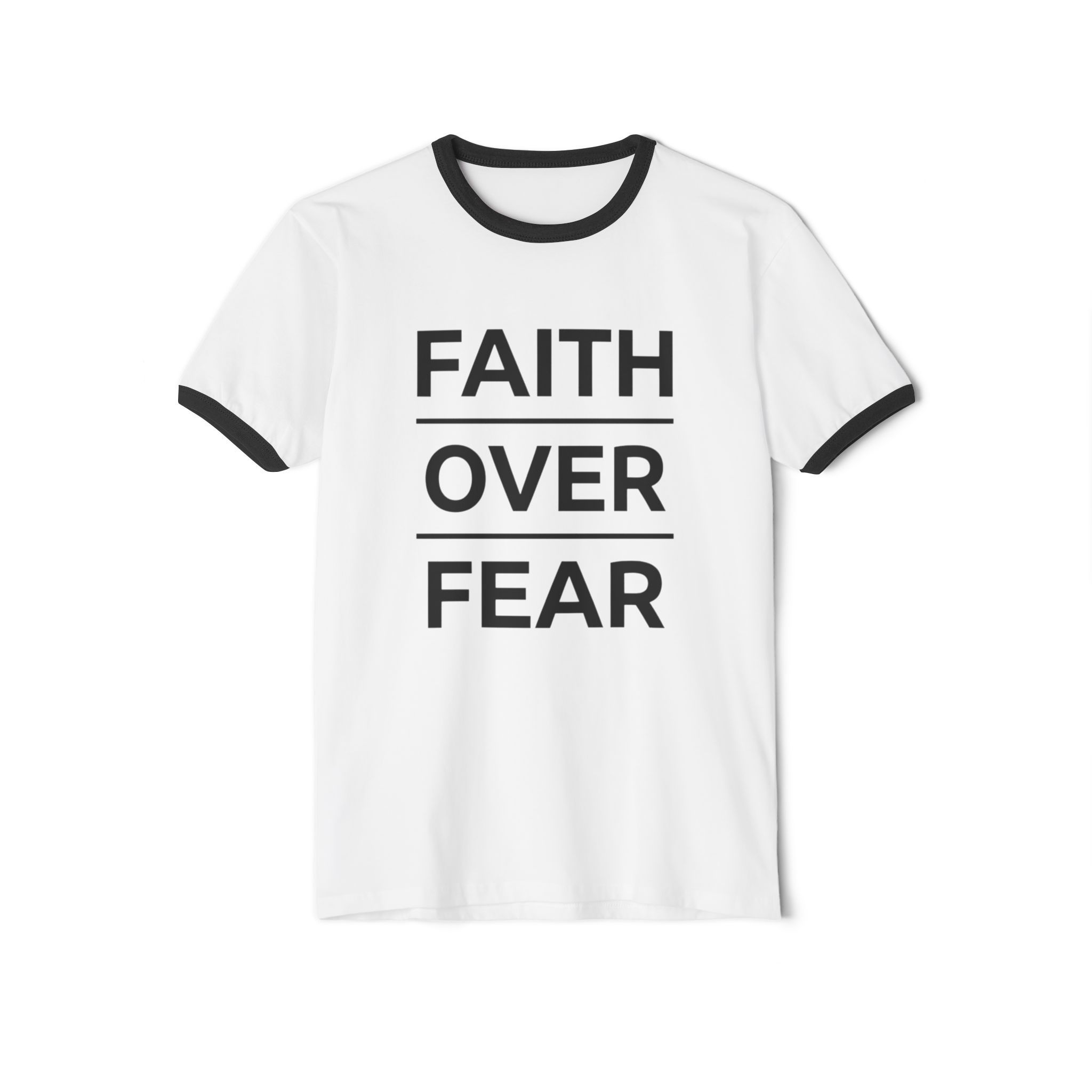 Faith Over Fear Ringer T‑Shirt — Christian Inspirational Tee