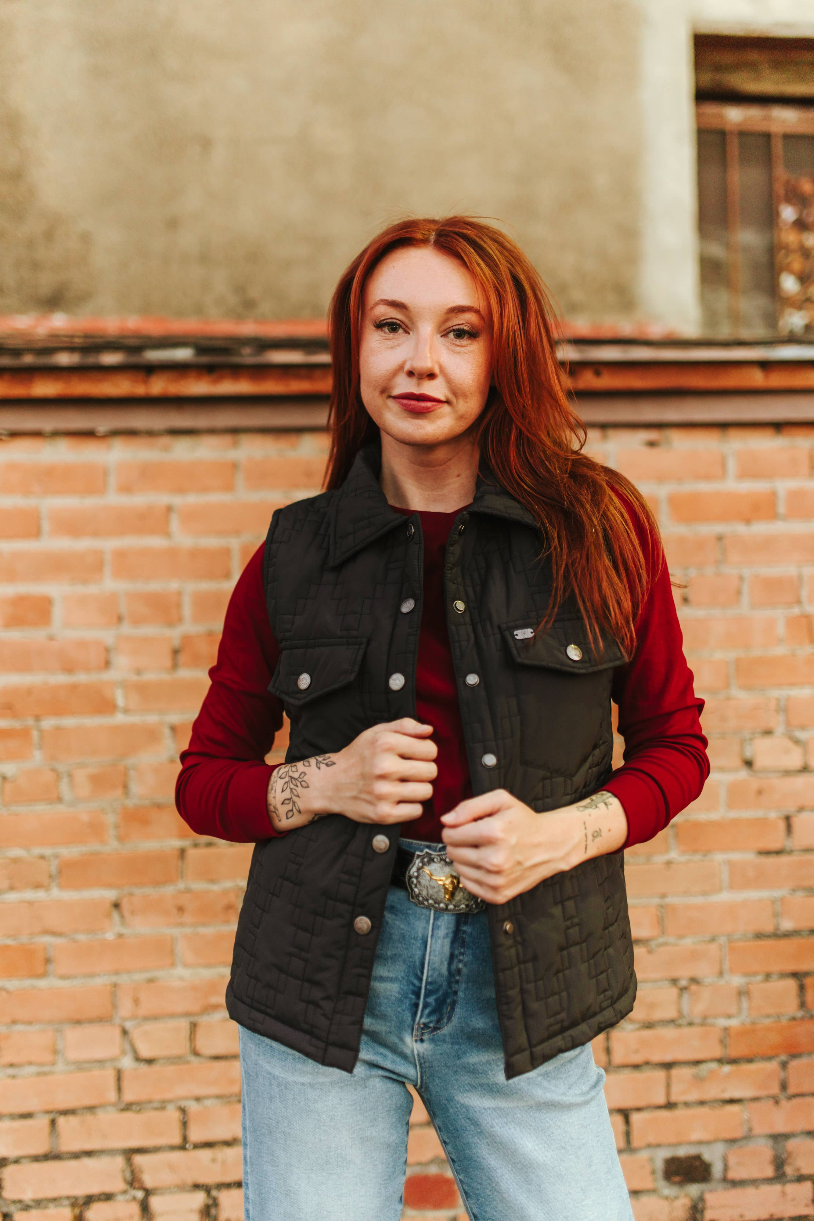 Solid Black Quilted Vest
