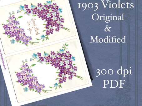 Free Junk Journal Printables Vintage Violets Postcard