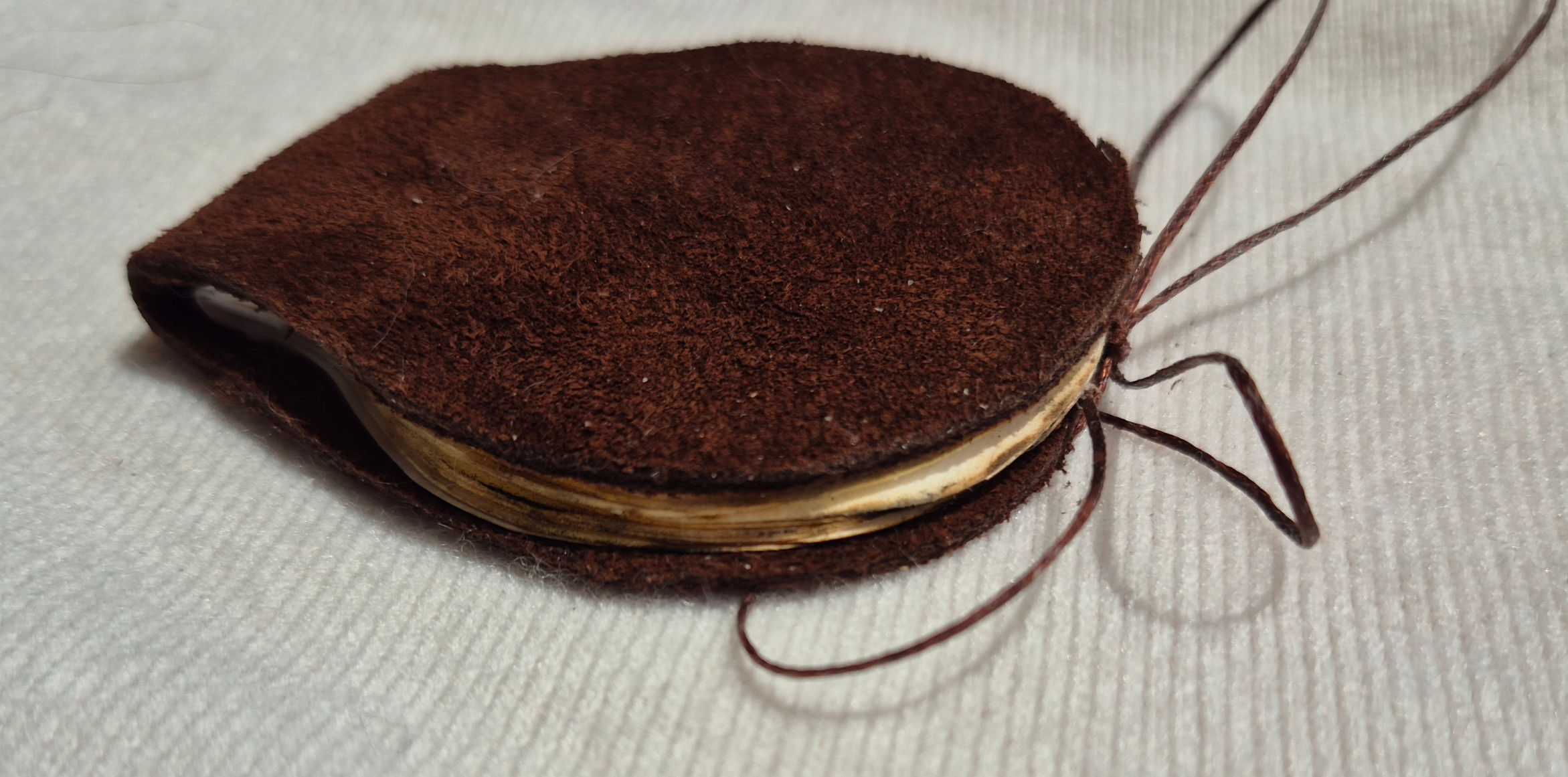 Tiny handmade watercolor sketchbook journal Brown SuedeCover