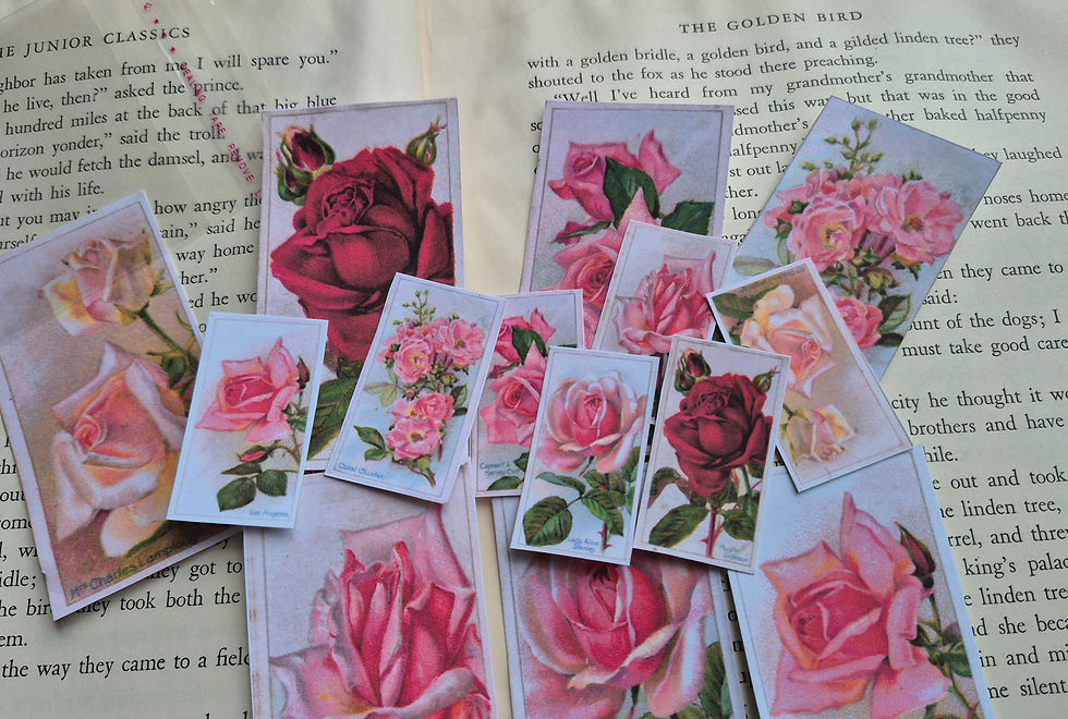 Thumbnail: 1914 Rose Trading Cards| Victorian Floral Junk Journal Ephemera